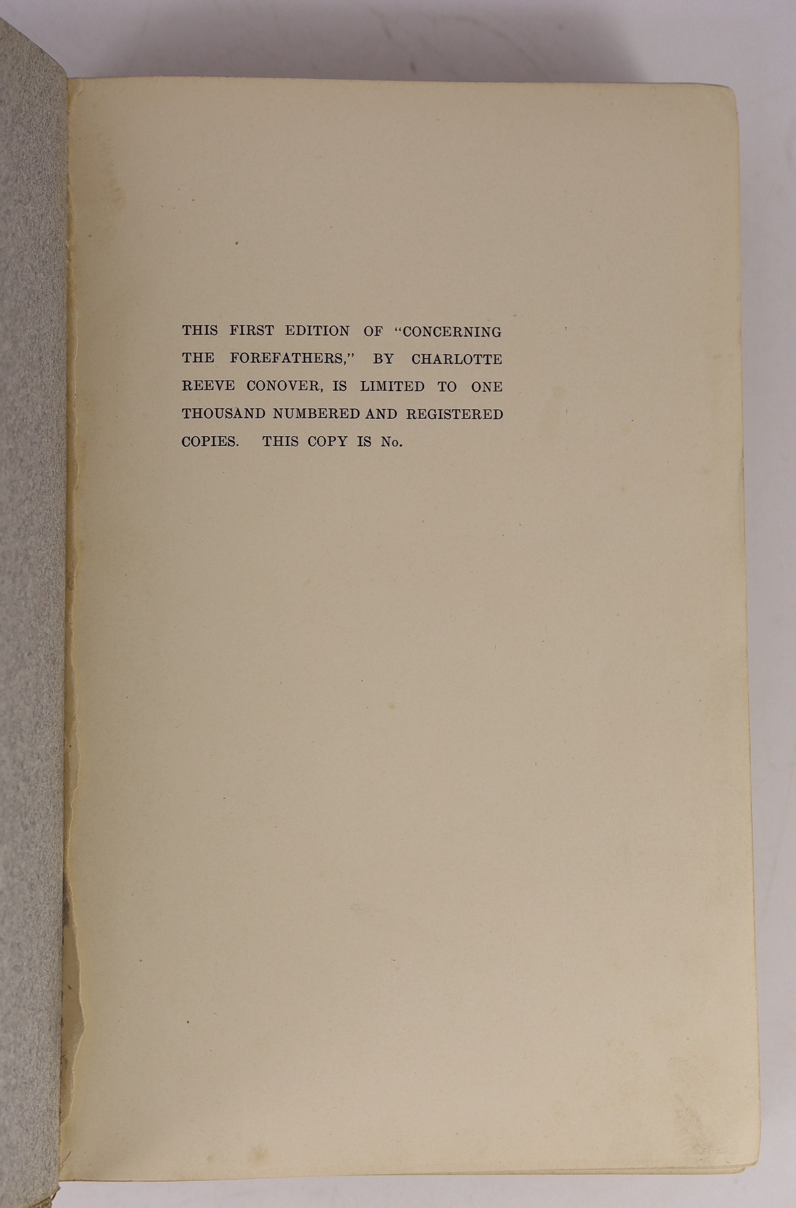 Patterson, Col. Robert and Johnston, Col. John - Concerning the Forefathers, one of 1000, 4to, cloth, Dayton, Ohio, 1902 and Aflalo, F.G - A Book of the Wilderness and Jungle, 8vo, cloth, S.W.Partridge & Co., Ltd., Londo